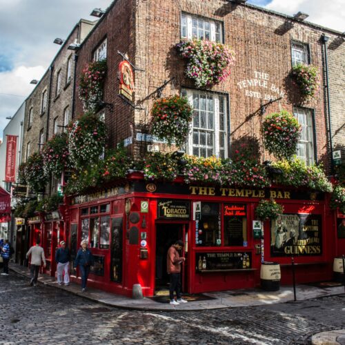 Exterior view of Temple Bar pub in Dublin, Ireland, on a girls trip through Ireland
