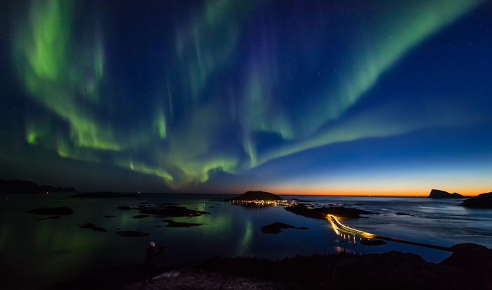 Northern Lights dancing across the Arctic sky in Norway with High Point Holidays
