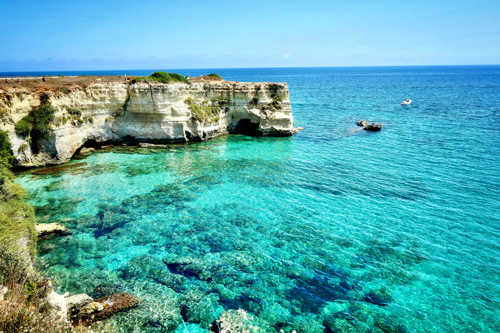 Torre Sant'Andrea sea stacks and turquoise waters on the Puglia coast