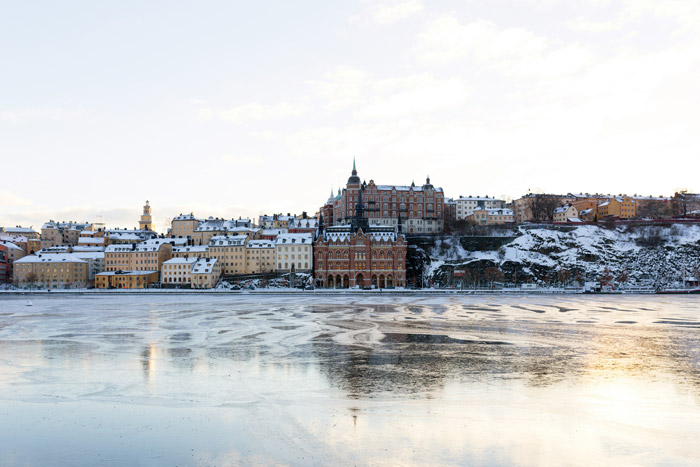Gamla Stan Stockholm Sweden old town colourful historic buildings during an Arctic Scandinavia rail journey
