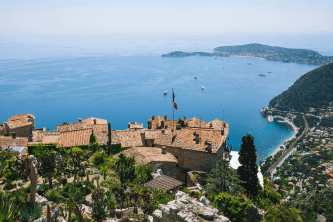 Girls enjoying panoramic sea views from the Exotic Garden in Èze during a tailor-made Girls Trip with High Point Holidays.